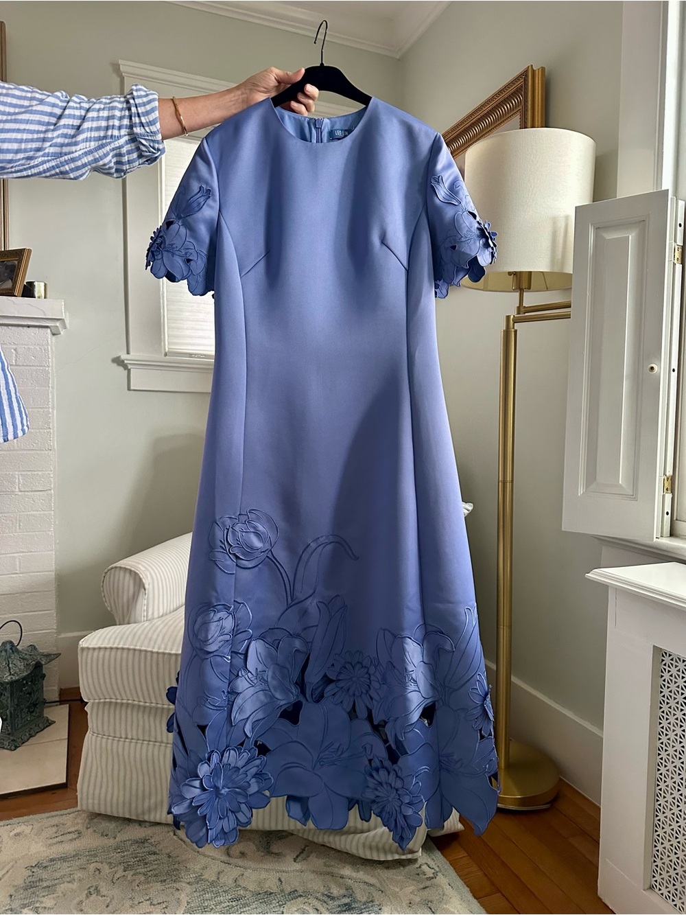 Women's Lavender A-Line Floral Cutout Dress